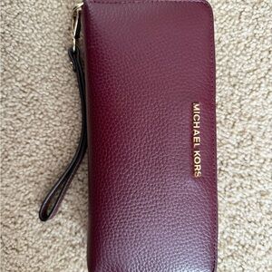 Michael Kors Deep Red Leather Wristlet